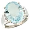 Natural 11.02 ctw Aquamarine & Diamond Engagement Ring 14K White Gold - REF-152Z5Y