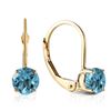 Genuine 1.20 ctw Blue Topaz Earrings Jewelry 14KT Yellow Gold - REF-23Y2F