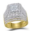 2.95 CTW Princess Diamond Halo Bridal Engagement Ring 14KT Yellow Gold - REF-314X8Y