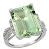 Natural 12.14 ctw green-amethyst & Diamond Engagement Ring 10K White Gold - REF-53H2W