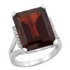 Natural 12.13 ctw Garnet & Diamond Engagement Ring 14K White Gold - REF-86Y6X