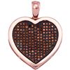 0.50 CTW Red Color Diamond Heart Love Cluster Pendant 10KT Rose Gold - REF-43Y4X