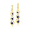 0.50 CTW Created Blue Sapphire Cascade Dangle Earrings 10KT Yellow Gold - REF-19K4W