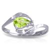 Genuine 0.41 ctw Peridot & Diamond Ring Jewelry 14KT White Gold - REF-26H6X