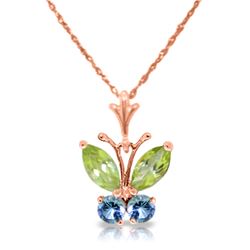 Genuine 0.60 ctw Peridot & Blue Topaz Necklace Jewelry 14KT Rose Gold - REF-23T5A