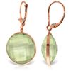 Genuine 36 ctw Green Amethyst Earrings Jewelry 14KT Rose Gold - REF-80Z4N
