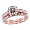 0.50 CTW Cognac-brown Color Diamond Bridal Ring 14KT Rose Gold - REF-67W4K