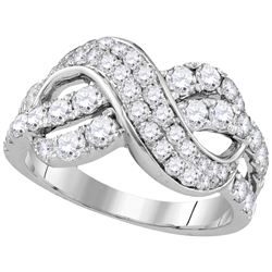 1.51 CTW Pave-set Diamond Infinity Crossover Ring 14KT White Gold - REF-132W2K