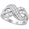 1.51 CTW Pave-set Diamond Infinity Crossover Ring 14KT White Gold - REF-132W2K