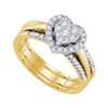 0.50 CTW Diamond Heart Bridal Engagement Ring 10KT Yellow Gold - REF-56Y2X