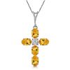 Genuine 1.88 ctw Citrine & Diamond Necklace Jewelry 14KT White Gold - REF-39Z8N