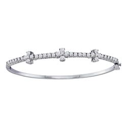 1.5 CTW Diamond Pave-set Bangle Bracelet 14KT White Gold - REF-179N9F