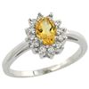 Natural 0.67 ctw Citrine & Diamond Engagement Ring 14K White Gold - REF-48F6N