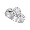 1 CTW Diamond Halo Bridal Engagement Ring 14KT White Gold - REF-142F4N
