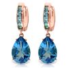 Genuine 13.2 ctw Blue Topaz Earrings Jewelry 14KT Rose Gold - REF-68W7Y