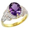 Natural 2.92 ctw amethyst & Diamond Engagement Ring 14K Yellow Gold - REF-102Y7X