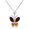 Genuine 0.60 ctw Garnet & Citrine Necklace Jewelry 14KT White Gold - REF-23W5Y