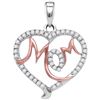 0.30 CTW Diamond Mom Mother Heart Pendant 10KT White Gold - REF-19Y4X
