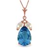 Genuine 6.5 ctw Blue Topaz & White Topaz Necklace Jewelry 14KT Rose Gold - REF-38Y2F