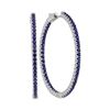 3.75 CTW Blue Sapphire In/Out Hoop Earrings 14KT White Gold - REF-134H9M
