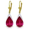 Genuine 10 ctw Ruby Earrings Jewelry 14KT Yellow Gold - REF-90X9M