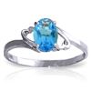 Genuine 0.95 ctw Blue Topaz Ring Jewelry 14KT White Gold - REF-20K5V
