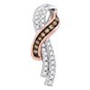 0.27 CTW Cognac-brown Color Diamond Cascading Ribbon Pendant 10KT White Gold - REF-19H4M