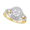 1.19 CTW Diamond Cluster Halo Bridal Engagement Ring 10KT Yellow Gold - REF-139X5Y