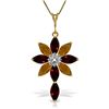 Genuine 2.0 ctw Garnet, Citrine & Diamond Necklace Jewelry 14KT Yellow Gold - REF-47W4Y