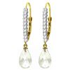 Genuine 4.8 ctw White Topaz & Diamond Earrings Jewelry 14KT Yellow Gold - REF-53H2X