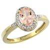 Natural 0.75 ctw Morganite & Diamond Engagement Ring 14K Yellow Gold - REF-33F7N