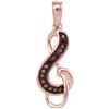 0.05 CTW Red Color Diamond Treble Clef Pendant 10KT Rose Gold - REF-8K9W
