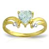 Genuine 0.96 ctw Aquamarine & Diamond Ring Jewelry 14KT Yellow Gold - REF-44T3A