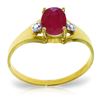 Genuine 1.26 ctw Ruby & Diamond Ring Jewelry 14KT Yellow Gold - REF-26V2W