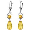 Genuine 11 ctw Citrine Earrings Jewelry 14KT White Gold - REF-46A7K