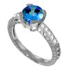 Genuine 1.80 ctw Blue Topaz & Diamond Ring Jewelry 14KT White Gold - REF-98W3Y