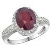 Natural 2.56 ctw Ruby & Diamond Engagement Ring 10K White Gold - REF-37N6G