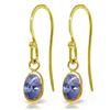 Genuine 1 ctw Tanzanite Earrings Jewelry 14KT Yellow Gold - REF-20P8H