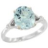 Natural 2.11 ctw Aquamarine & Diamond Engagement Ring 10K White Gold - REF-34V7F