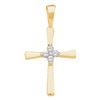 Image 1 : 0.05 CTW Diamond Cluster Small Cross Pendant 14KT Yellow Gold - REF-7W4K