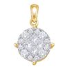 2 CTW Princess Diamond Soleil Cluster Pendant 14KT Yellow Gold - REF-262X4Y