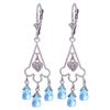 Genuine 4.83 ctw Blue Topaz & Diamond Earrings Jewelry 14KT White Gold - REF-52V7W