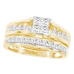 3 CTW Princess Diamond Bridal Engagement Ring 14KT Yellow Gold - REF-359N9F