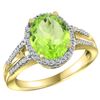 Image 1 : Natural 3.1 ctw peridot & Diamond Engagement Ring 10K Yellow Gold - REF-49N8G