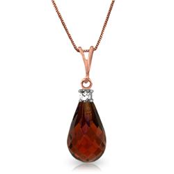 Genuine 2.3 ctw Garnet & Diamond Necklace Jewelry 14KT Rose Gold - REF-22K8V