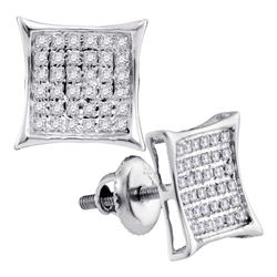 0.23 CTW Diamond Square Cluster Earrings 14KT White Gold - REF-19W4K