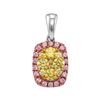 0.74 CTW Yellow Pink Diamond Oval Cluster Pendant 14KT White Gold - REF-89K9W