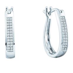 0.14 CTW Diamond Hoop Earrings 10KT White Gold - REF-22K4W