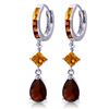 Genuine 5.15 ctw Garnet & Citrine Earrings Jewelry 14KT White Gold - REF-61H8X