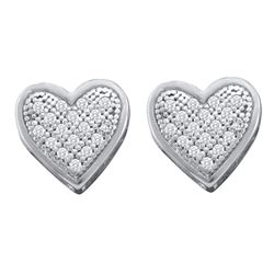 0.10 CTW Diamond Heart Screwback Earrings 10KT White Gold - REF-12K2W